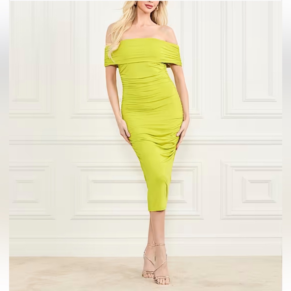 Marciano Lime Ruched Dress - Size L